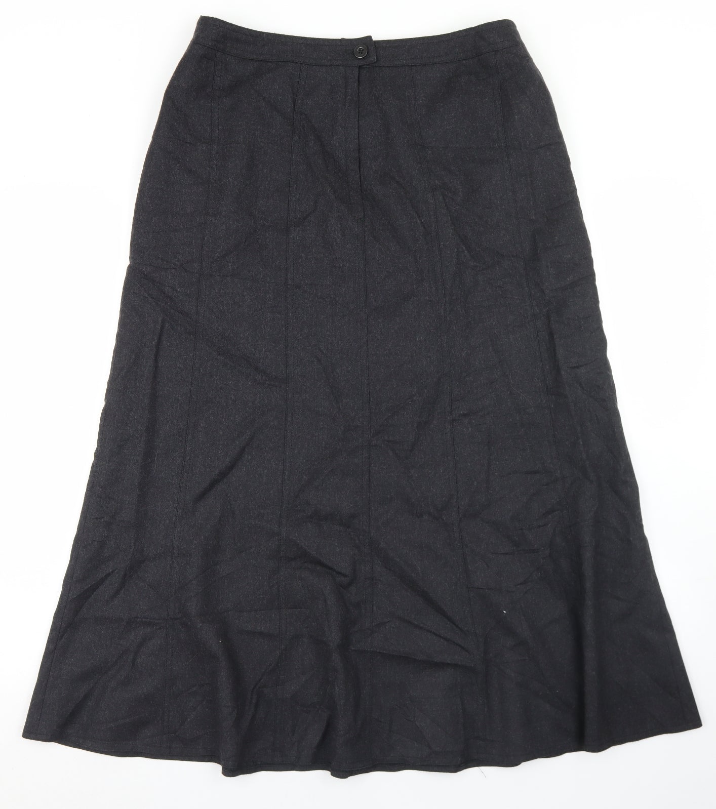 Catherina Hepfer Womens Grey  Wool Flare Skirt Size 16   Button