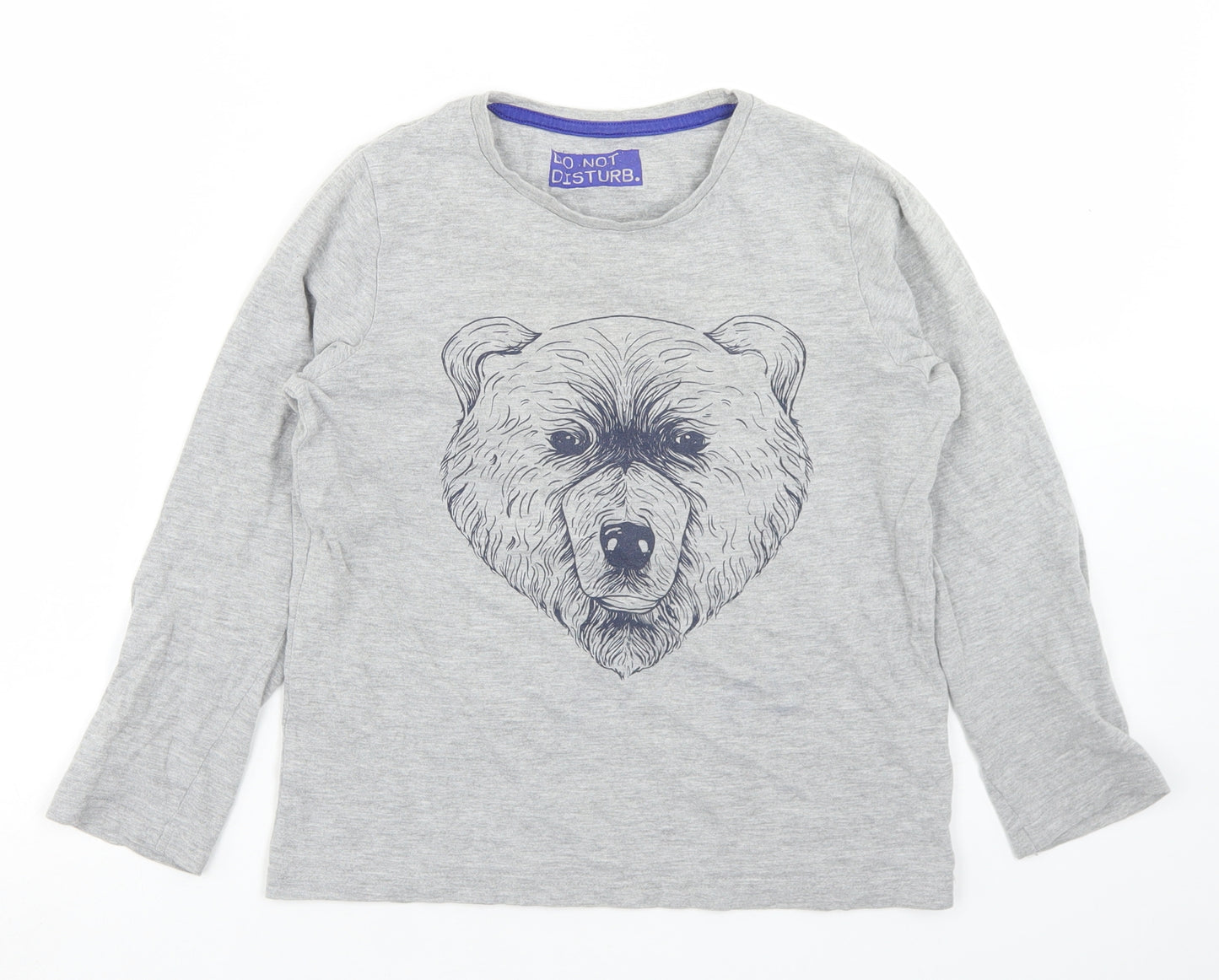 Marks and Spencer Boys Grey  Cotton Basic T-Shirt Size 9-10 Years Crew Neck  - Bear