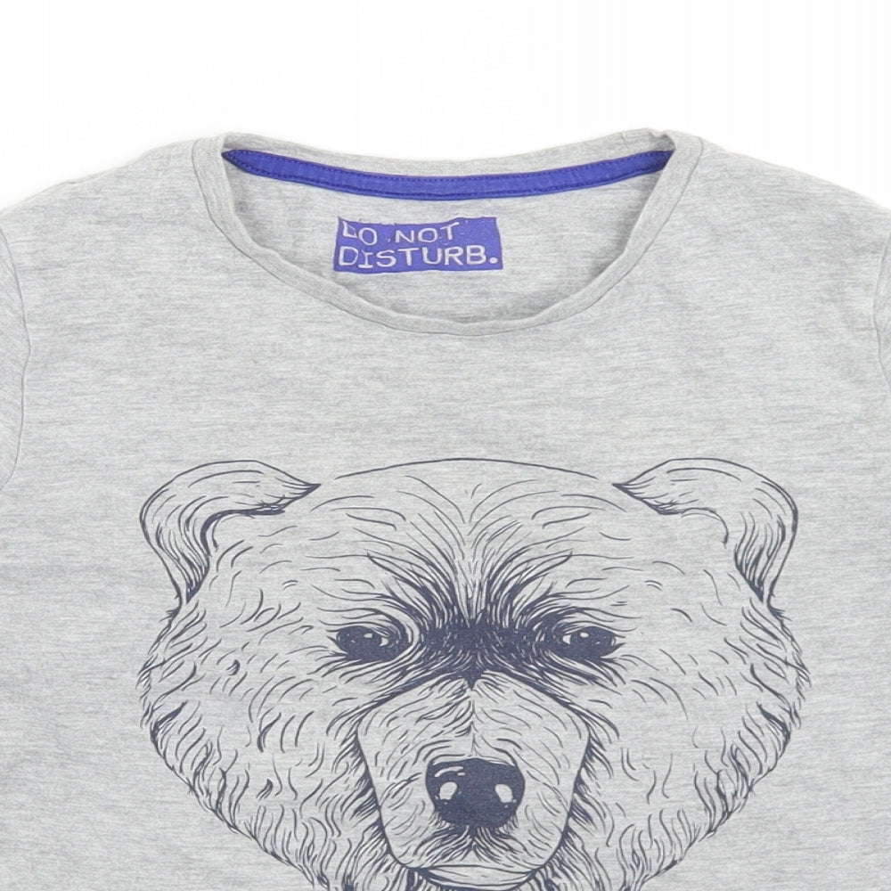 Marks and Spencer Boys Grey  Cotton Basic T-Shirt Size 9-10 Years Crew Neck  - Bear