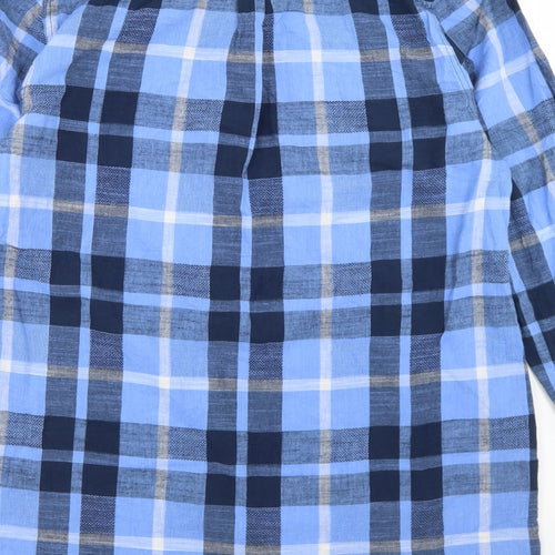 TU Womens Blue Plaid Cotton Tunic T-Shirt Size 18 Collared