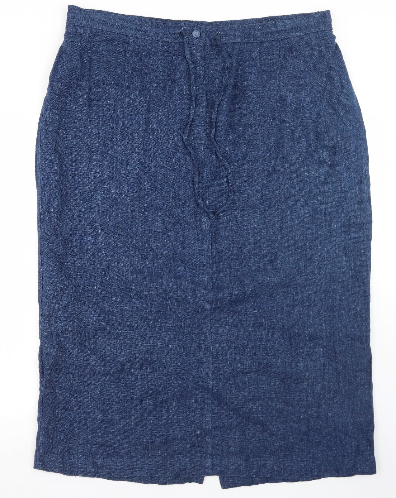 Elisabeth Womens Blue  Linen Flare Skirt Size 24   Drawstring