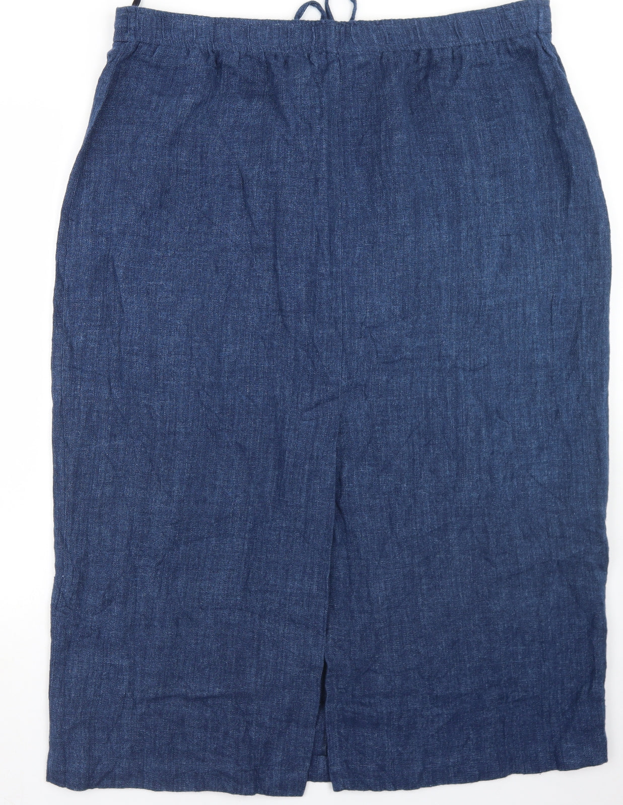 Elisabeth Womens Blue  Linen Flare Skirt Size 24   Drawstring