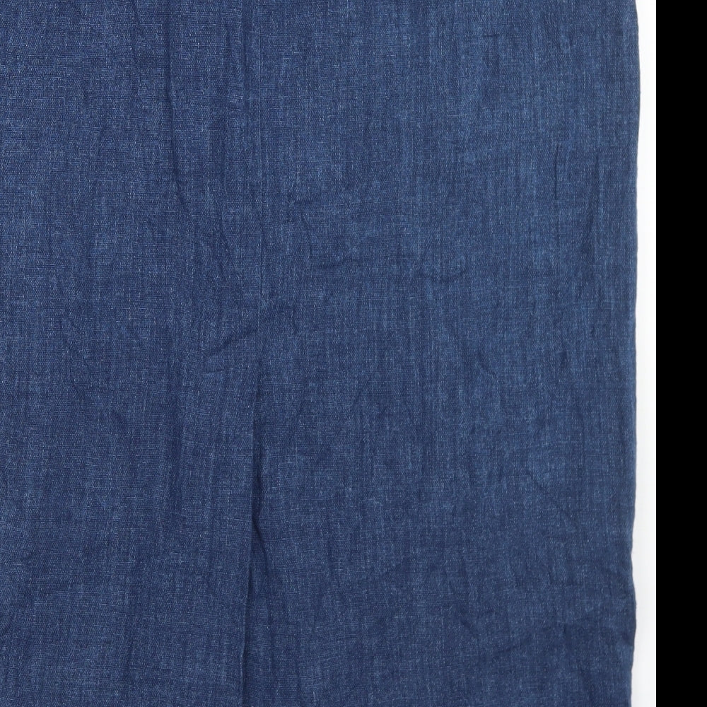 Elisabeth Womens Blue  Linen Flare Skirt Size 24   Drawstring