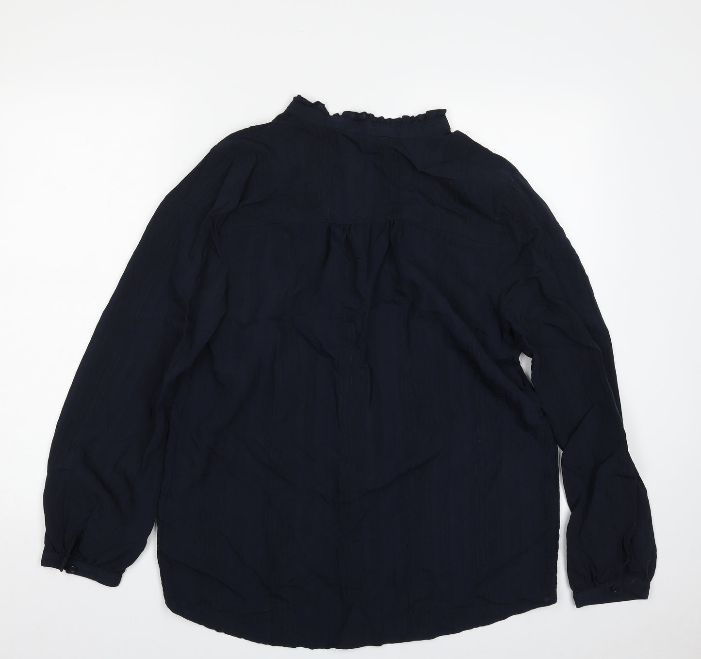 NEXT Womens Blue  Viscose Basic Button-Up Size 12 Round Neck