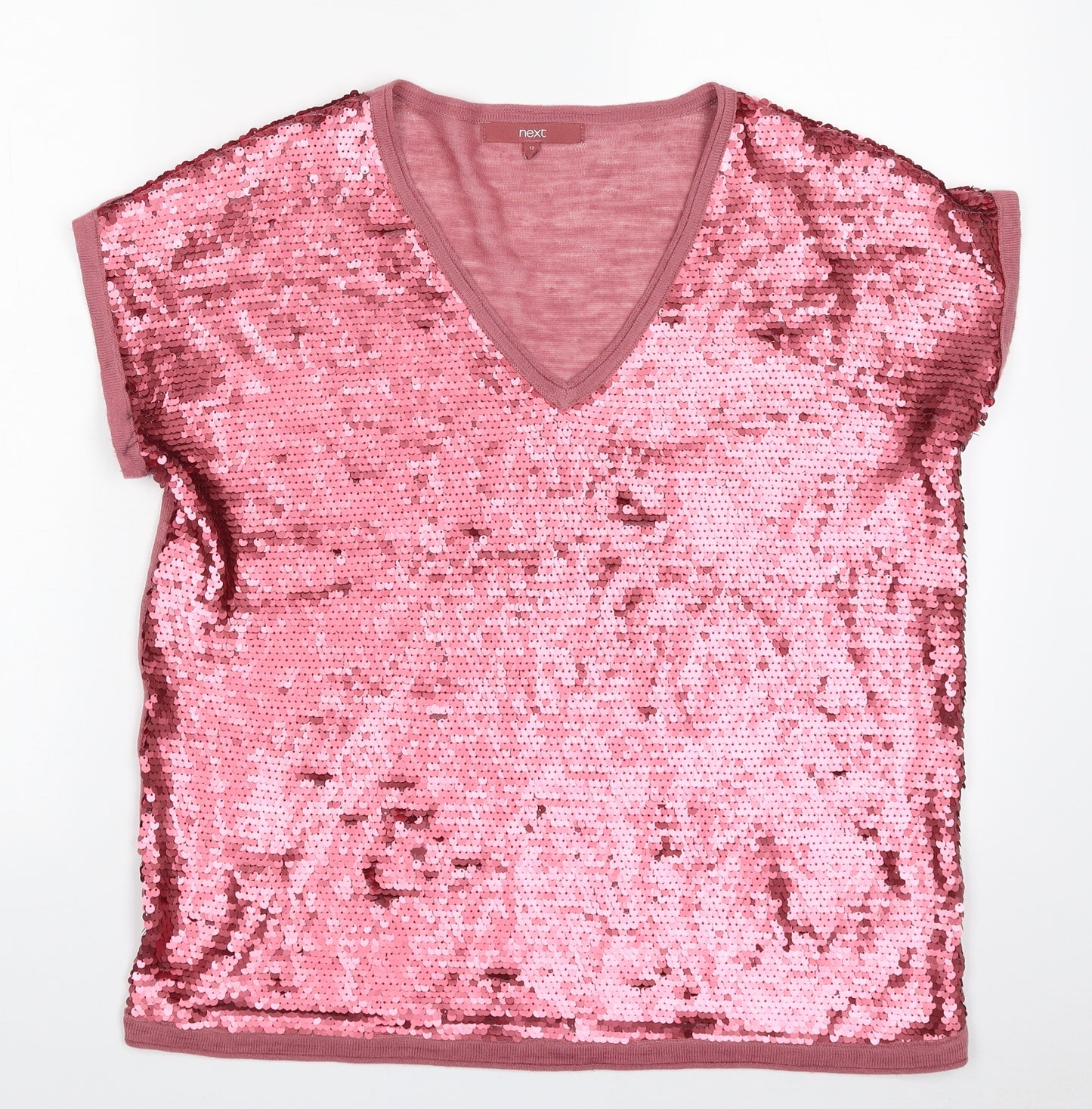 NEXT Womens Pink V-Neck  Acrylic Vest Jumper Size 12   - Cap Sleeve
