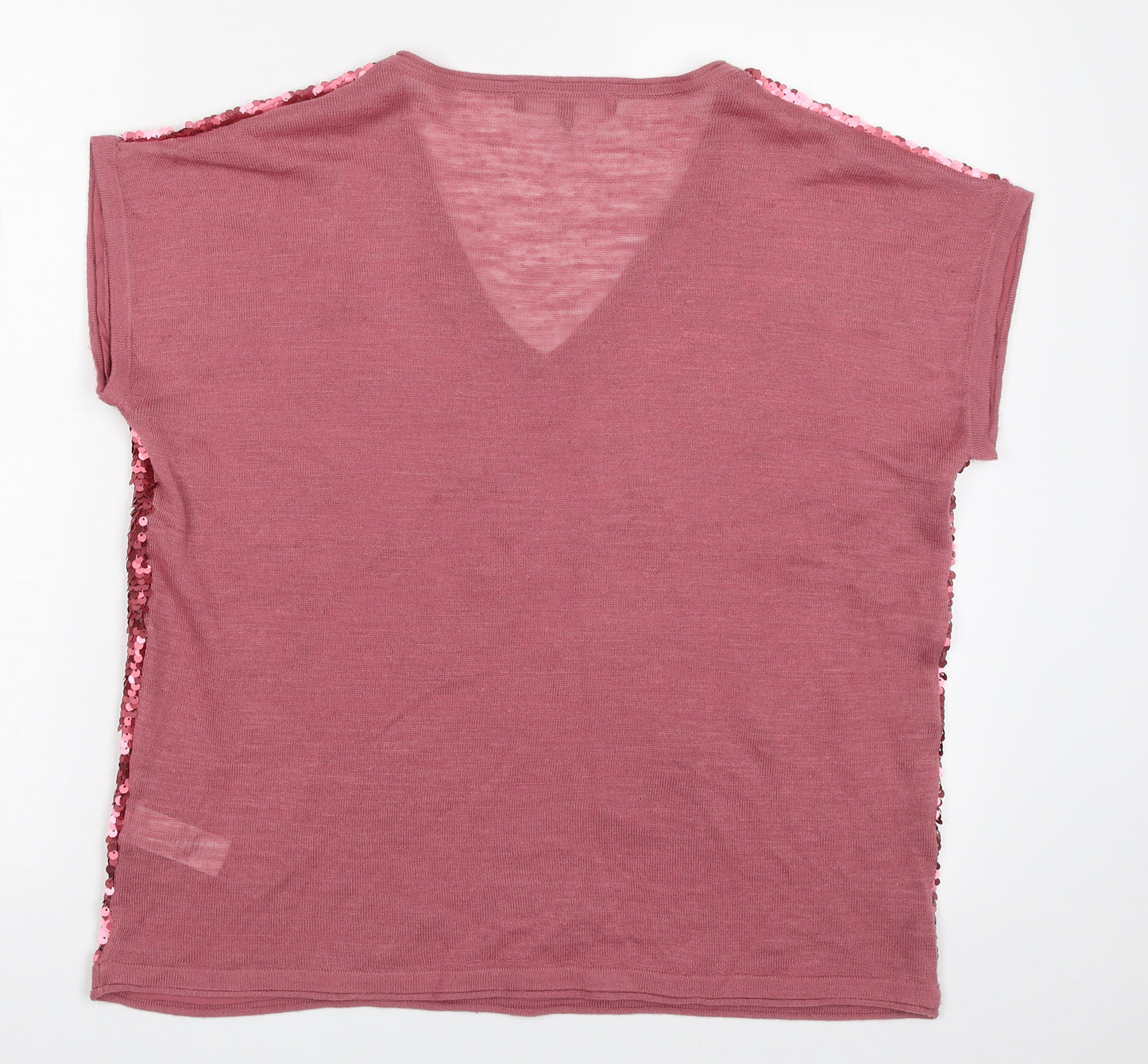 NEXT Womens Pink V-Neck  Acrylic Vest Jumper Size 12   - Cap Sleeve