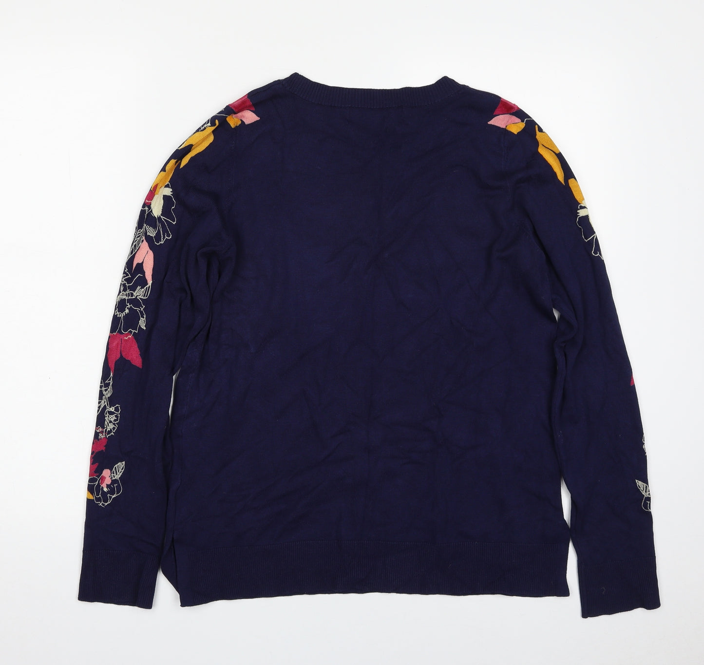 NEXT Womens Blue Crew Neck  Viscose Pullover Jumper Size 12   - Flower