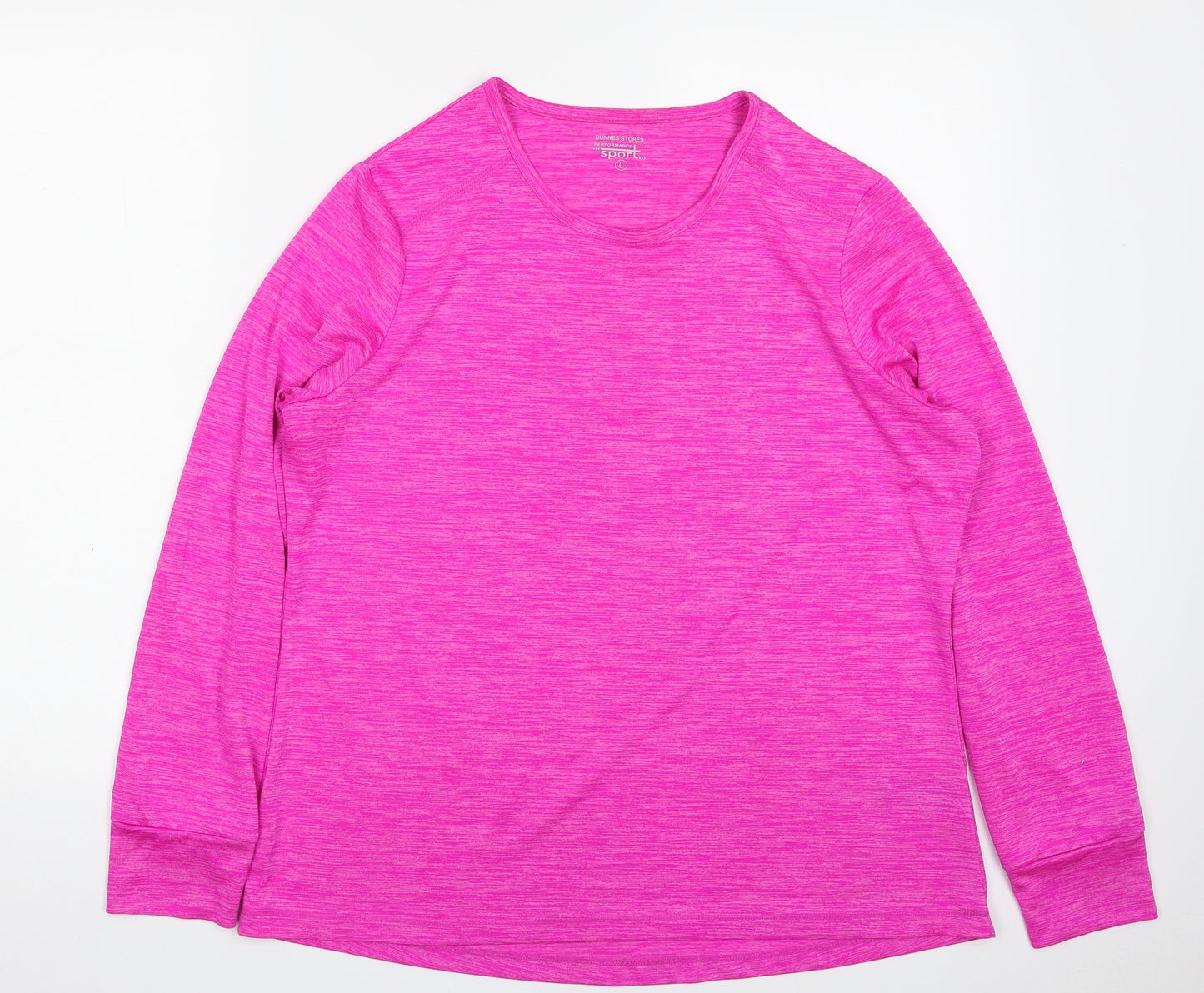 Dunnes Stores Womens Pink  100% Polyester Pullover T-Shirt Size L Scoop Neck Pullover - Performance Sport