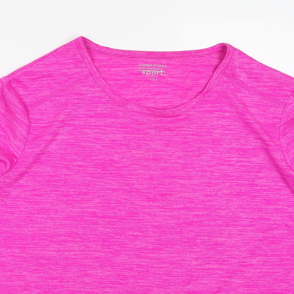 Dunnes Stores Womens Pink  100% Polyester Pullover T-Shirt Size L Scoop Neck Pullover - Performance Sport