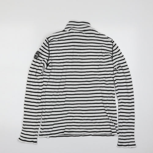 Lauren Ralph Lauren Womens White Striped 100% Cotton Pullover Sweatshirt Size L  Zip - Activewear