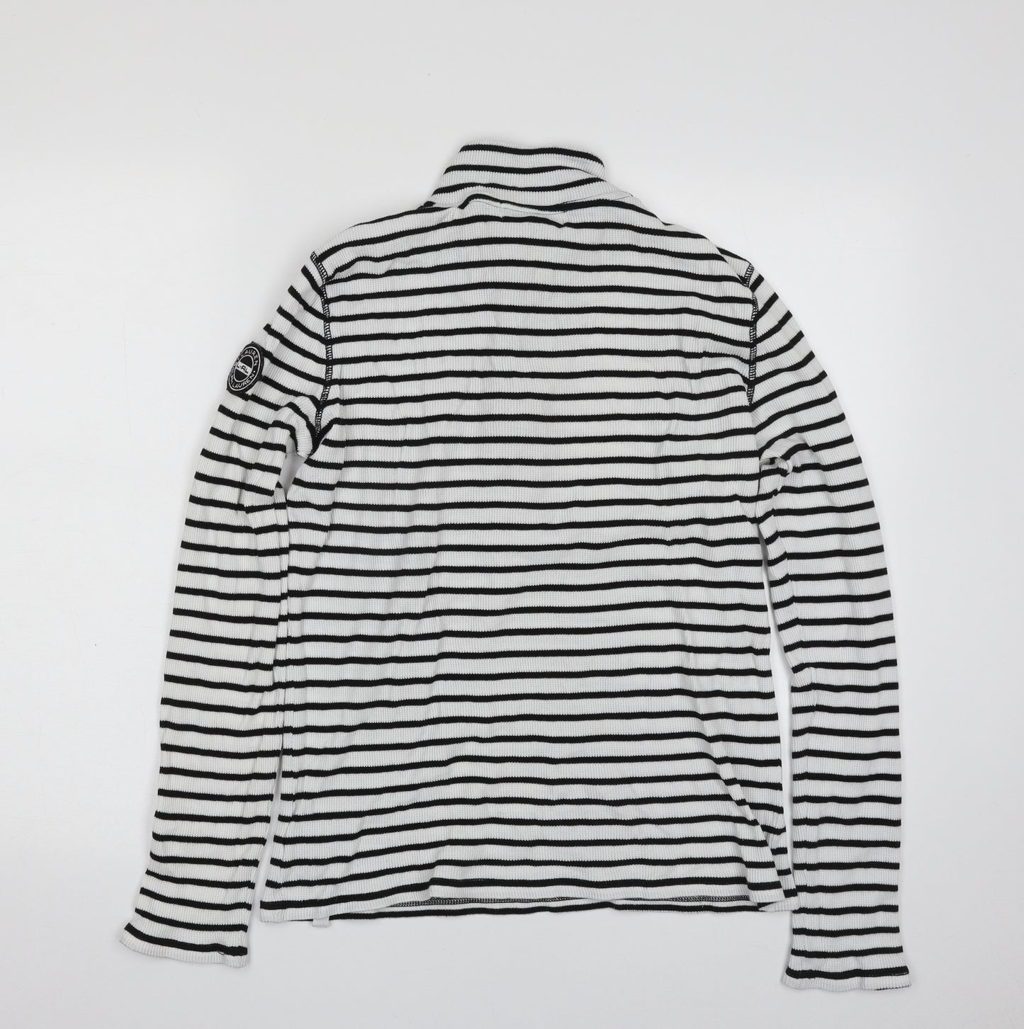 Lauren Ralph Lauren Womens White Striped 100% Cotton Pullover Sweatshirt Size L  Zip - Activewear