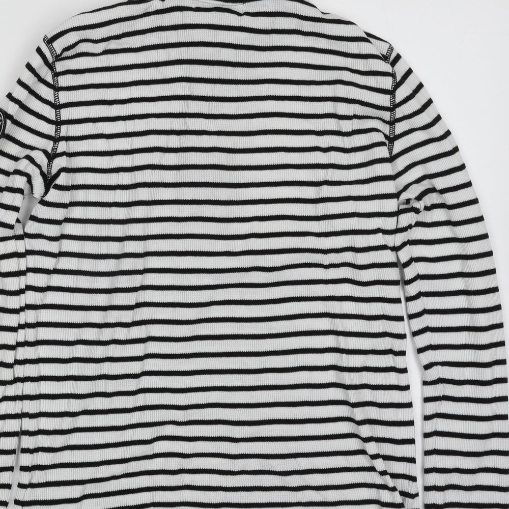 Lauren Ralph Lauren Womens White Striped 100% Cotton Pullover Sweatshirt Size L  Zip - Activewear
