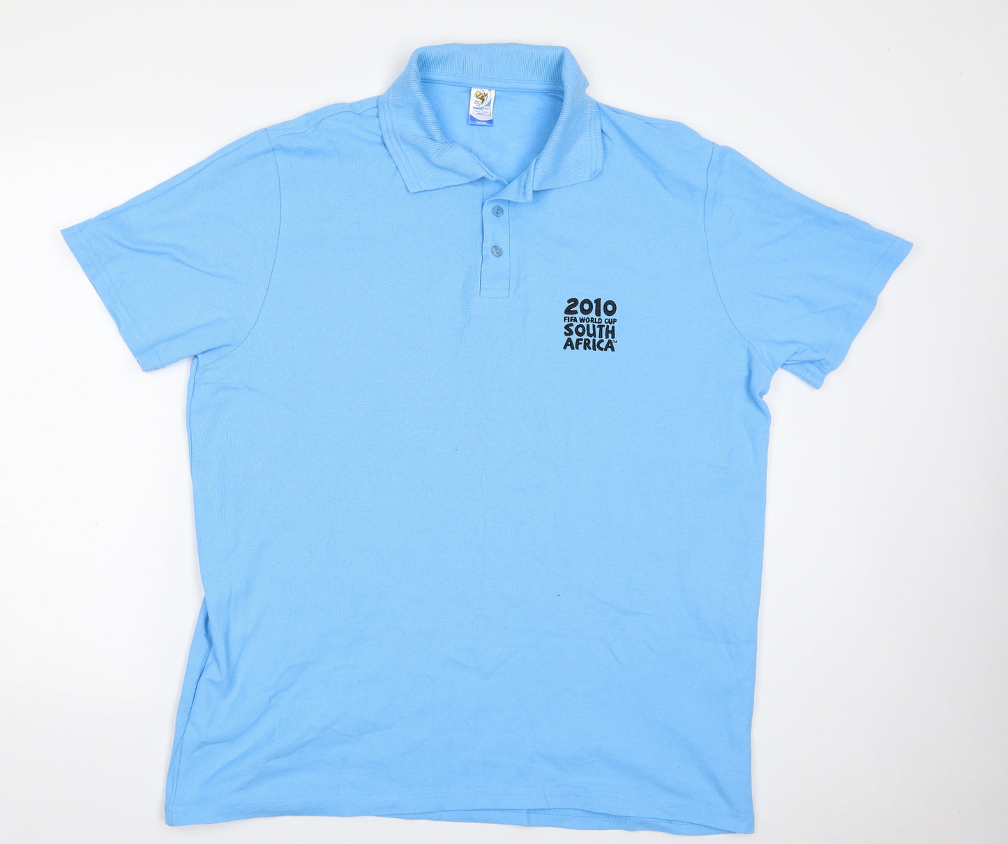 FIFA Mens Blue  100% Cotton  Polo Size 2XL Collared Button - FIFA WORLD CUP 2010 S. AFRICA
