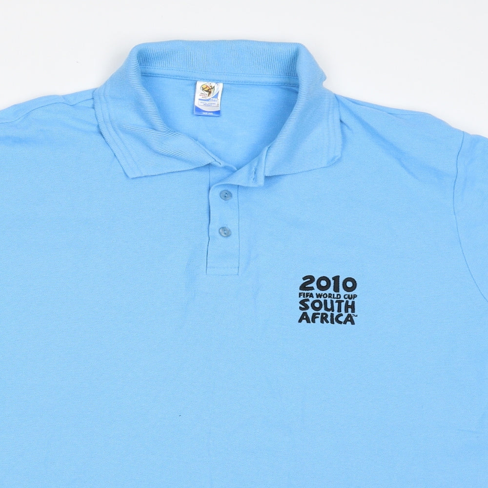 FIFA Mens Blue  100% Cotton  Polo Size 2XL Collared Button - FIFA WORLD CUP 2010 S. AFRICA