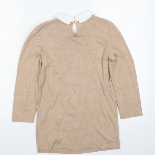 Dorothy Perkins Womens Beige Collared  Viscose Pullover Jumper Size 8