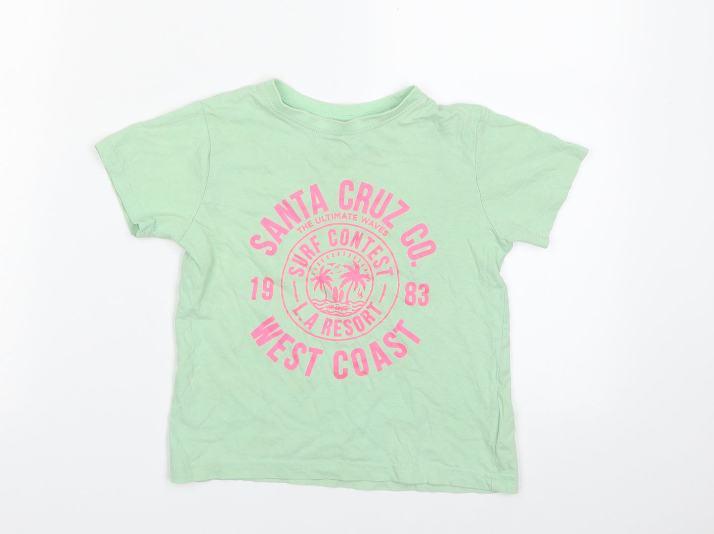 Primark Girls Green  100% Cotton Pullover T-Shirt Size 4-5 Years Crew Neck Pullover - Santa Cruz