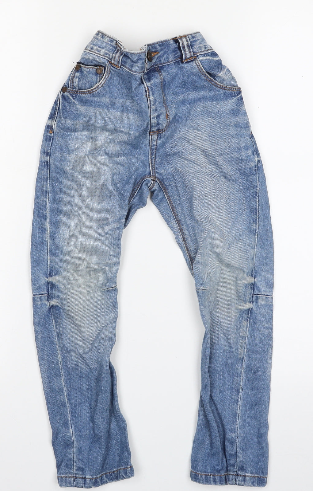George Boys Blue  100% Cotton Tapered Jeans Size 4-5 Years  Slim Button