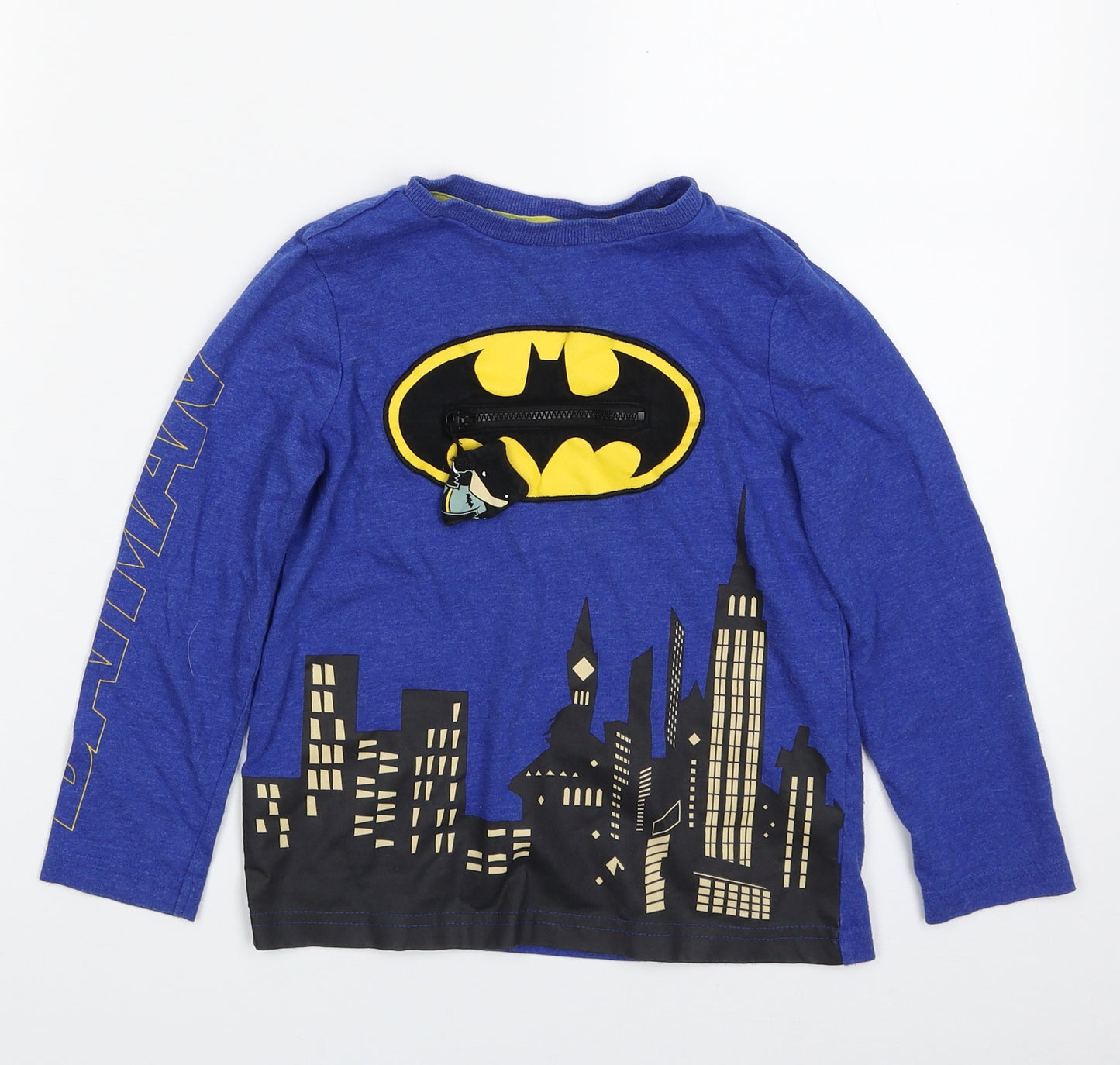 F&F Boys Blue  Cotton Pullover T-Shirt Size 4-5 Years Crew Neck Pullover - BATMAN