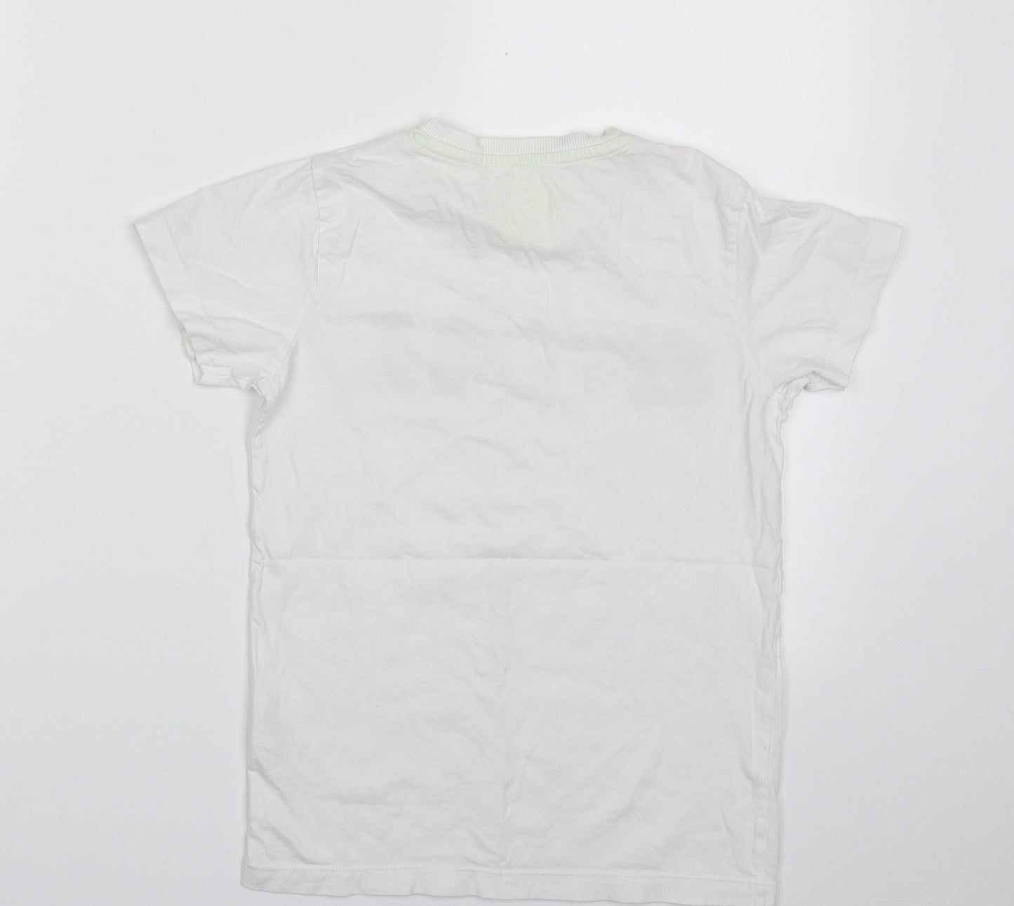 Matalan Boys White  100% Cotton Pullover T-Shirt Size 8 Years Crew Neck Pullover - Goal