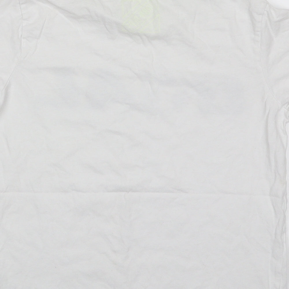 Matalan Boys White  100% Cotton Pullover T-Shirt Size 8 Years Crew Neck Pullover - Goal