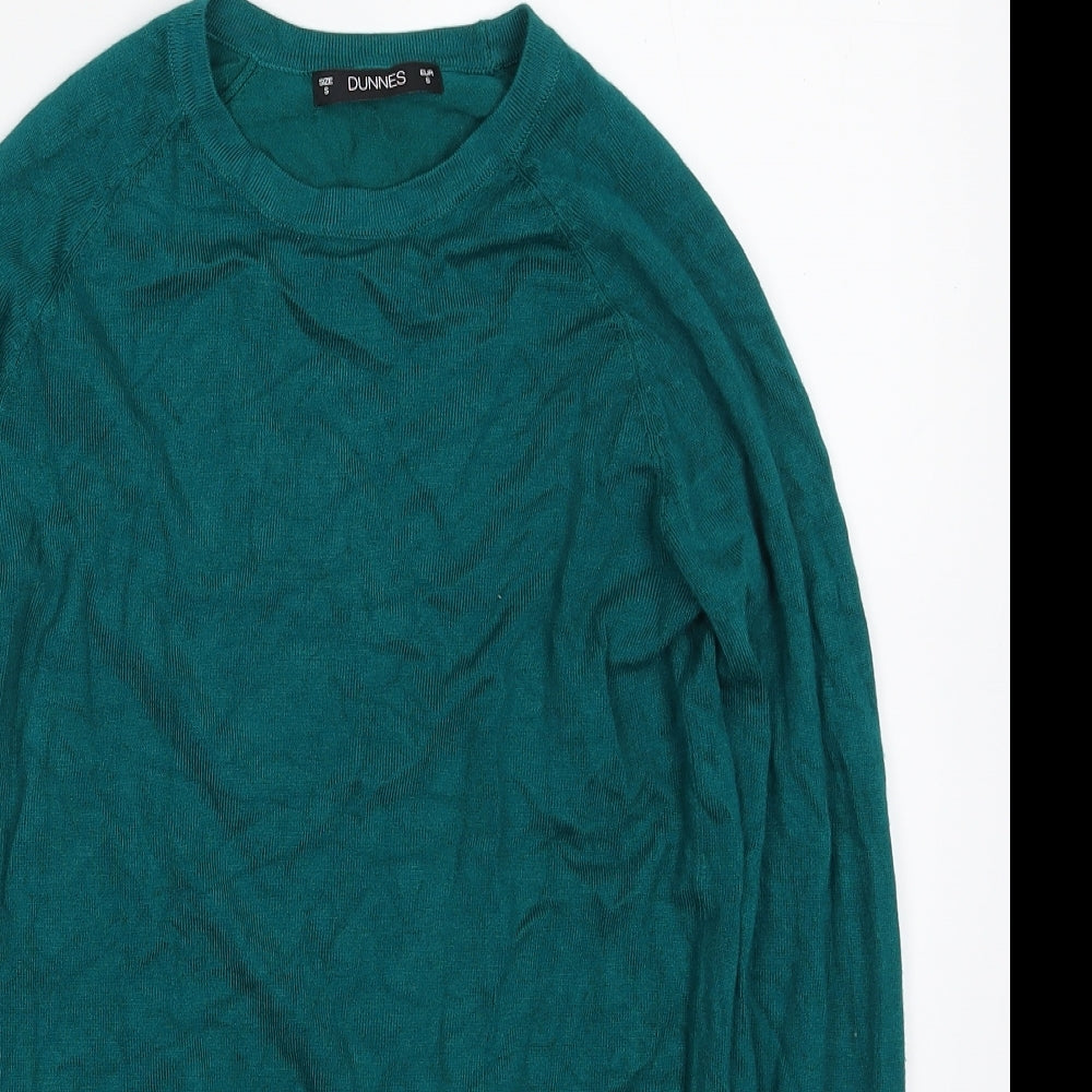 Dunnes Stores Womens Green Crew Neck  Viscose Pullover Jumper Size S