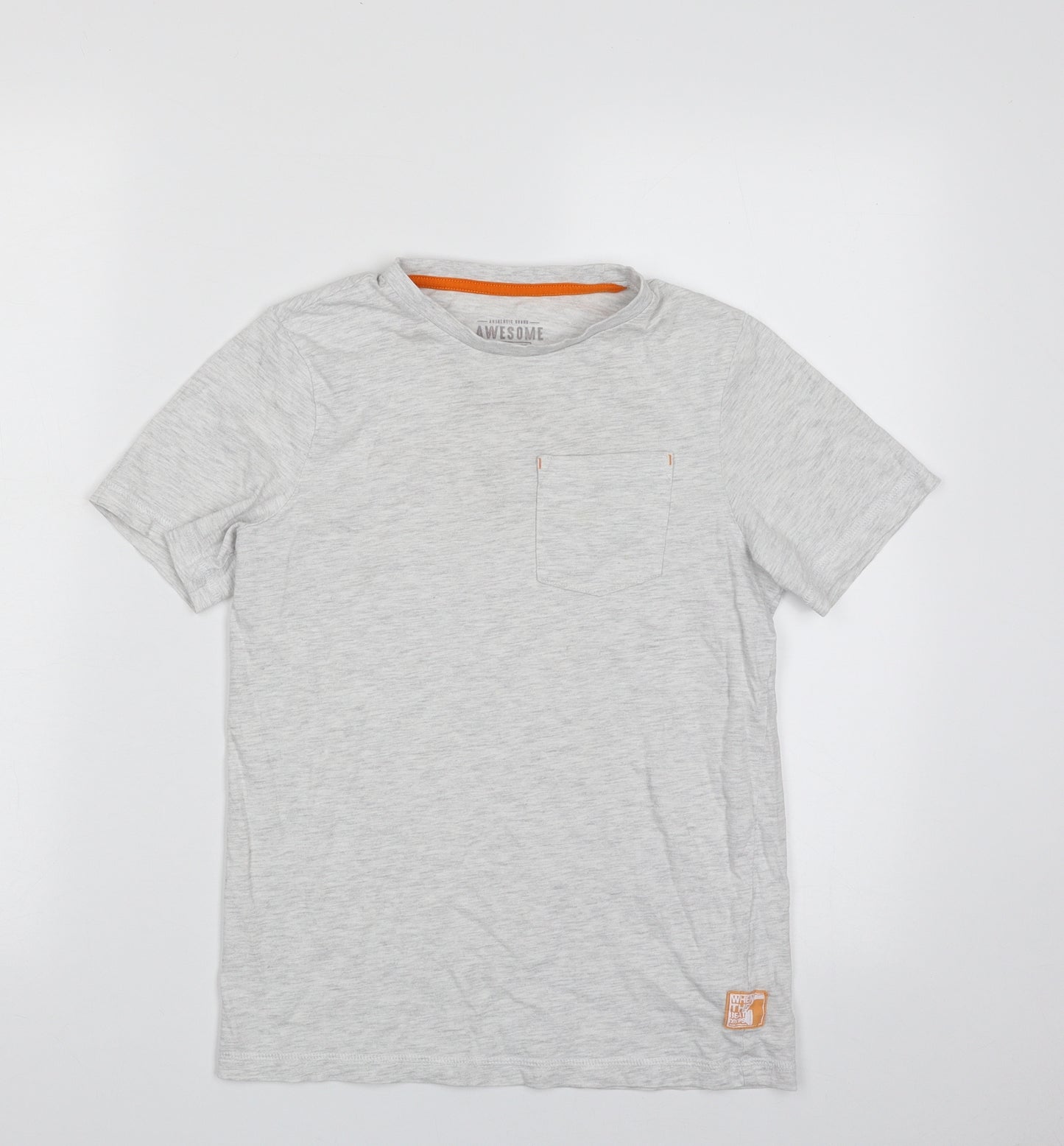 F&F Boys Grey  Cork Pullover T-Shirt Size 10-11 Years Crew Neck Pullover