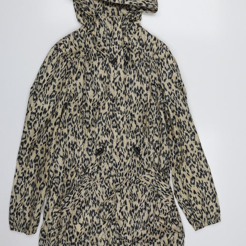 New Look Womens Brown Animal Print  Rain Coat Jacket Size 8  Zip