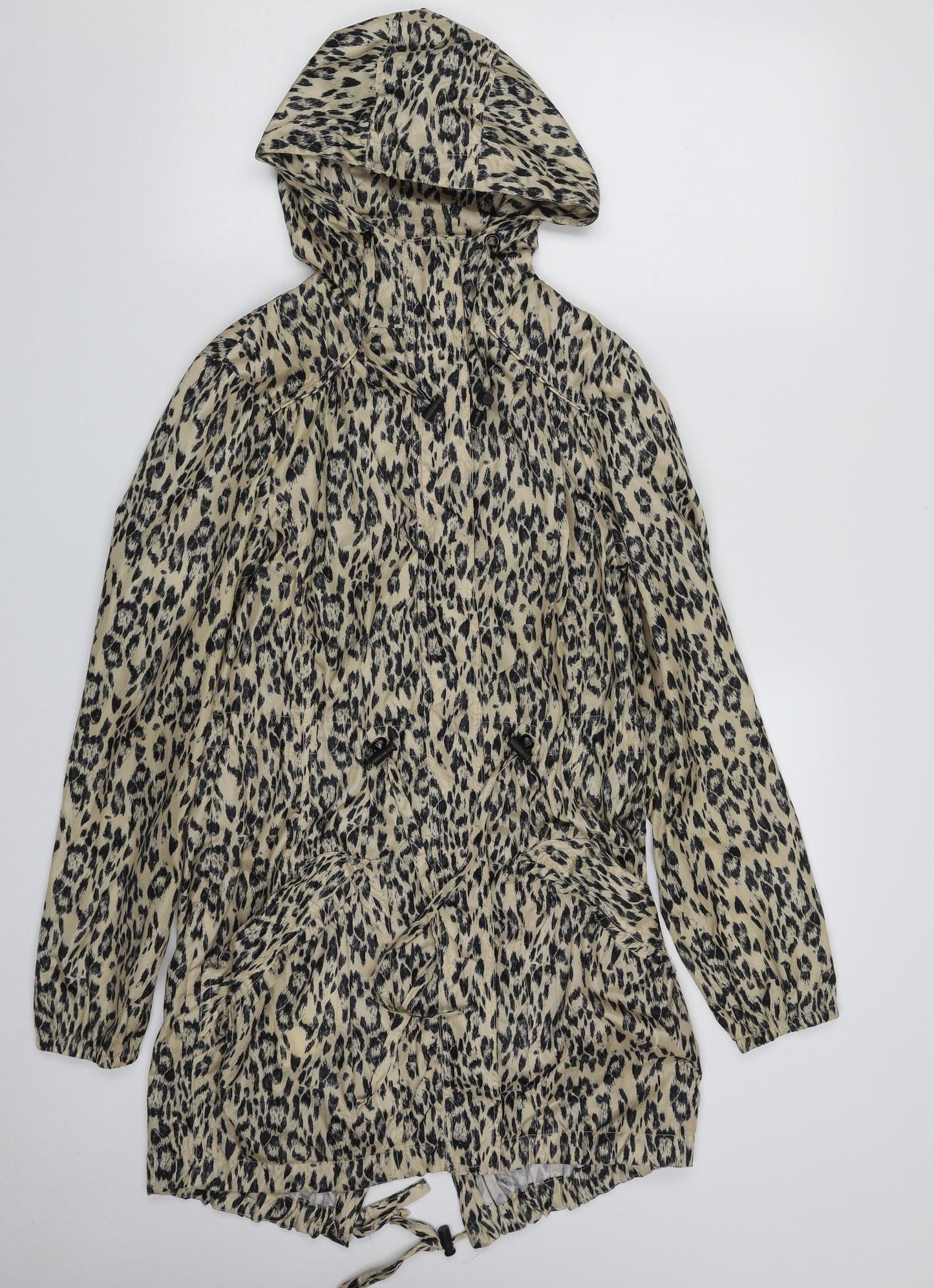 New Look Womens Brown Animal Print  Rain Coat Jacket Size 8  Zip