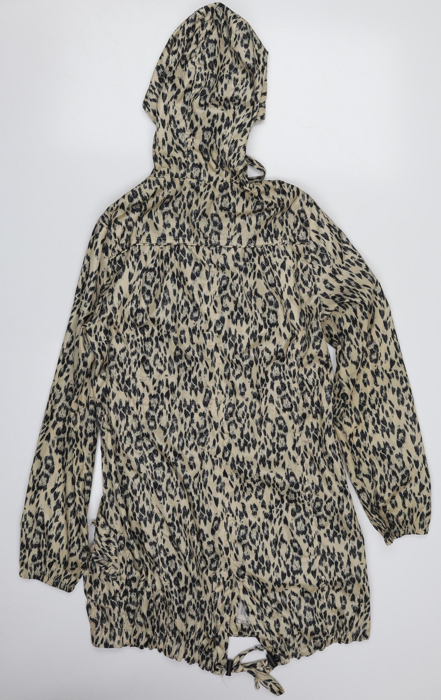 New Look Womens Brown Animal Print  Rain Coat Jacket Size 8  Zip
