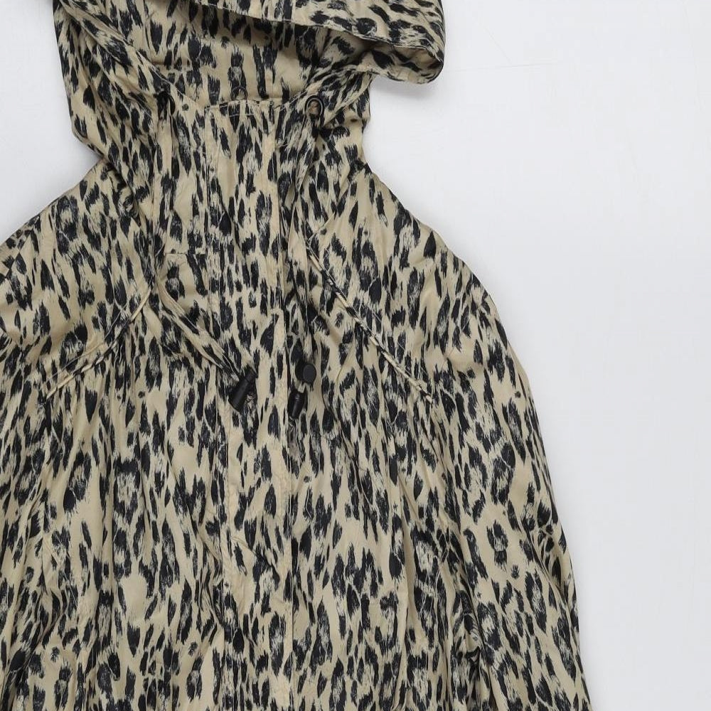 New Look Womens Brown Animal Print  Rain Coat Jacket Size 8  Zip