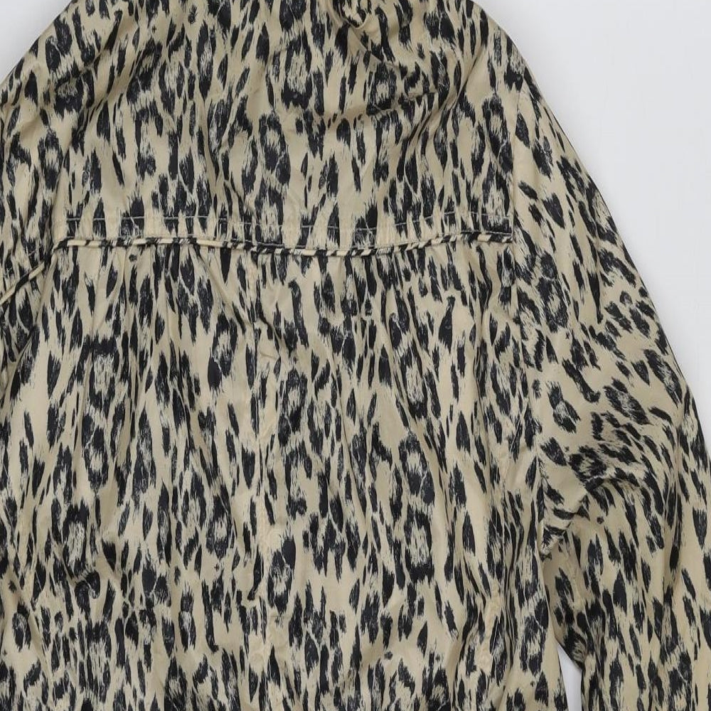 New Look Womens Brown Animal Print  Rain Coat Jacket Size 8  Zip
