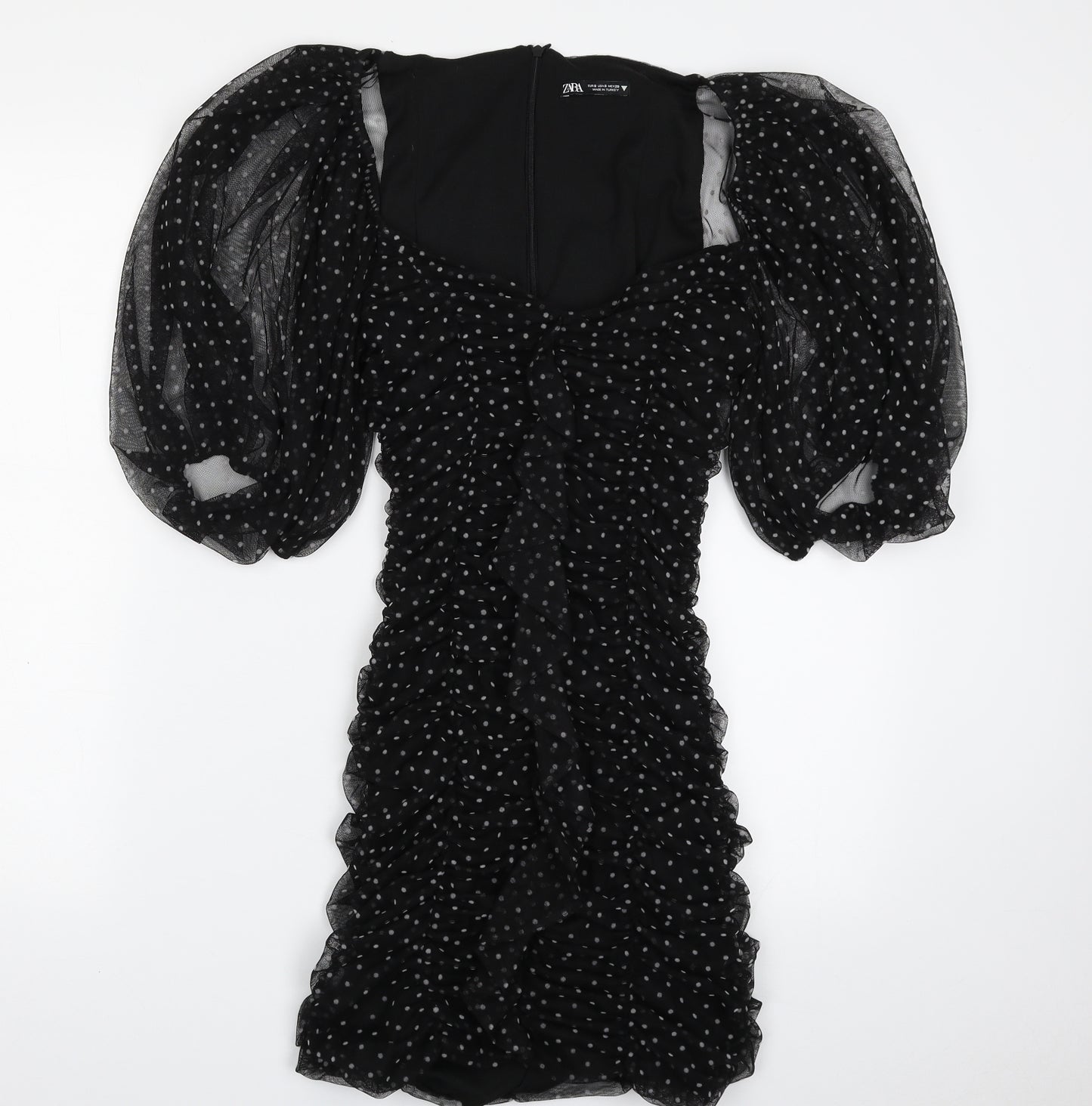 Zara Womens Black Plaid Lyocell Bodycon  Size S  Sweetheart Zip
