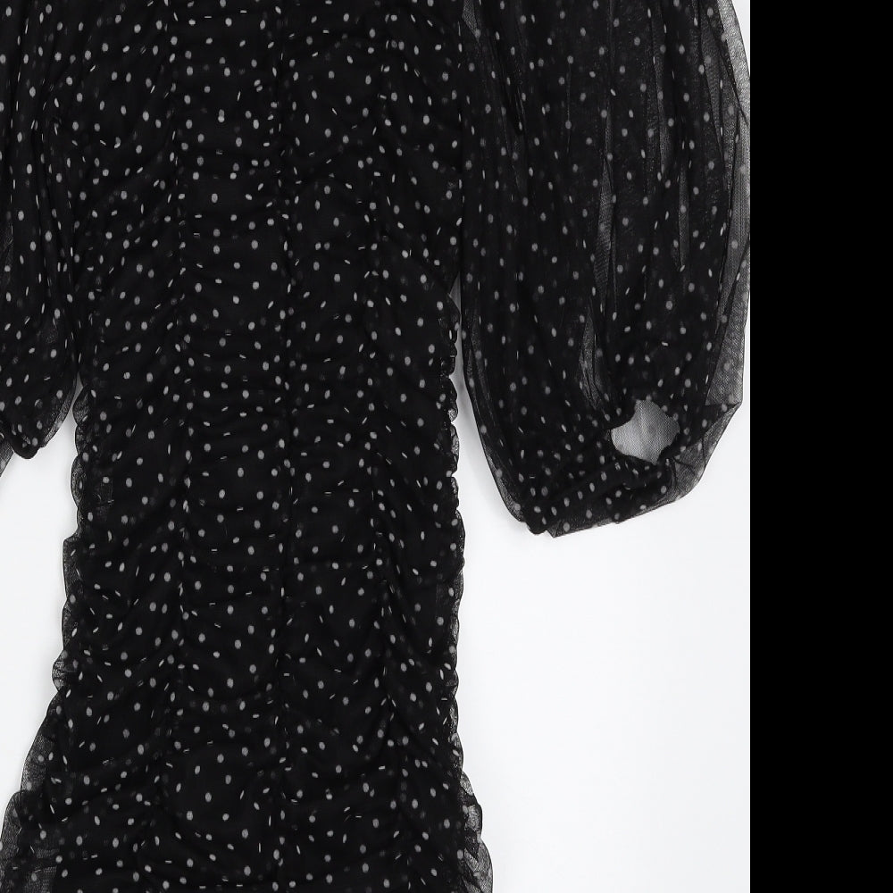 Zara Womens Black Plaid Lyocell Bodycon  Size S  Sweetheart Zip