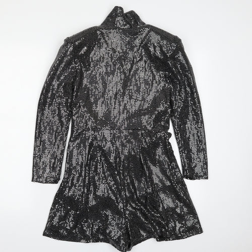 Zara Womens Black  Polyester Romper One-Piece Size XS  Button - Tie