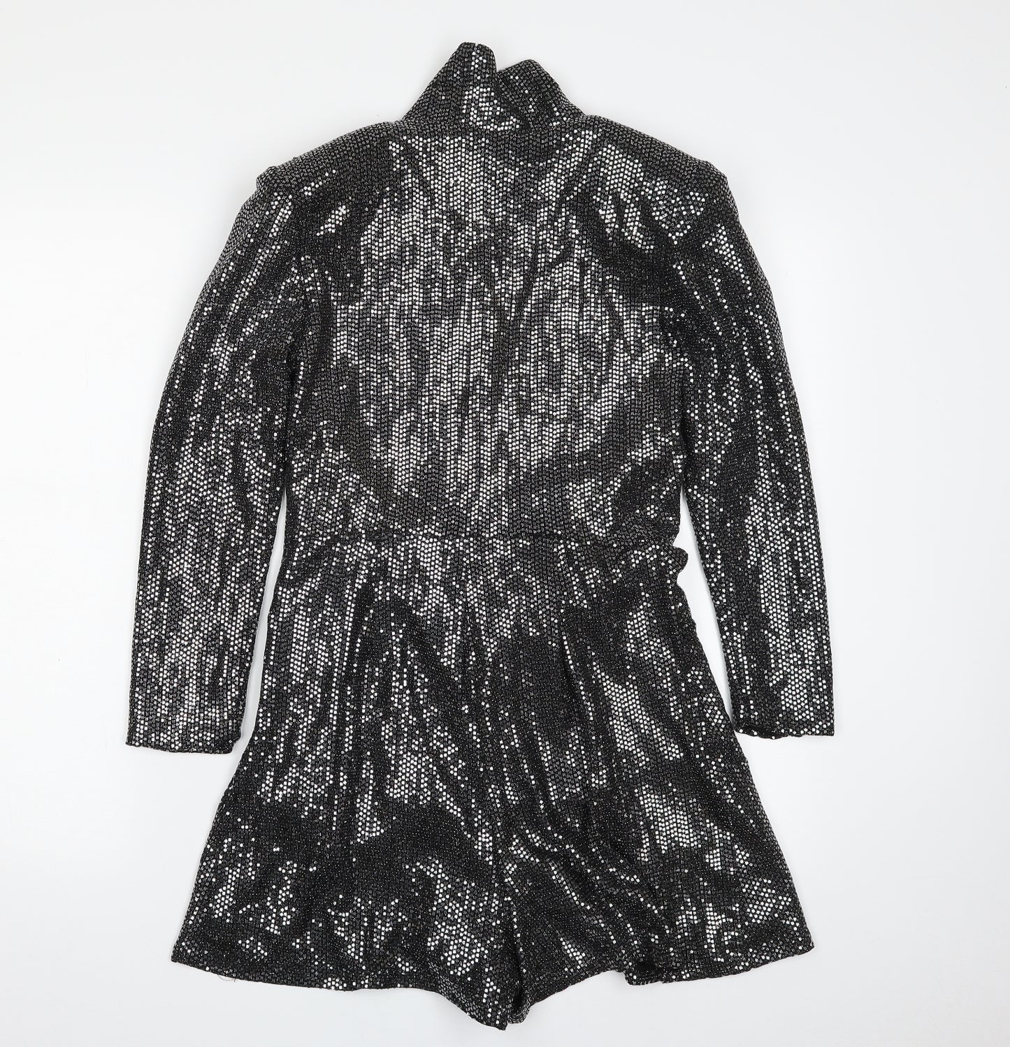Zara Womens Black  Polyester Romper One-Piece Size XS  Button - Tie