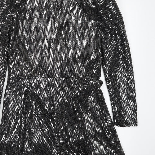 Zara Womens Black  Polyester Romper One-Piece Size XS  Button - Tie