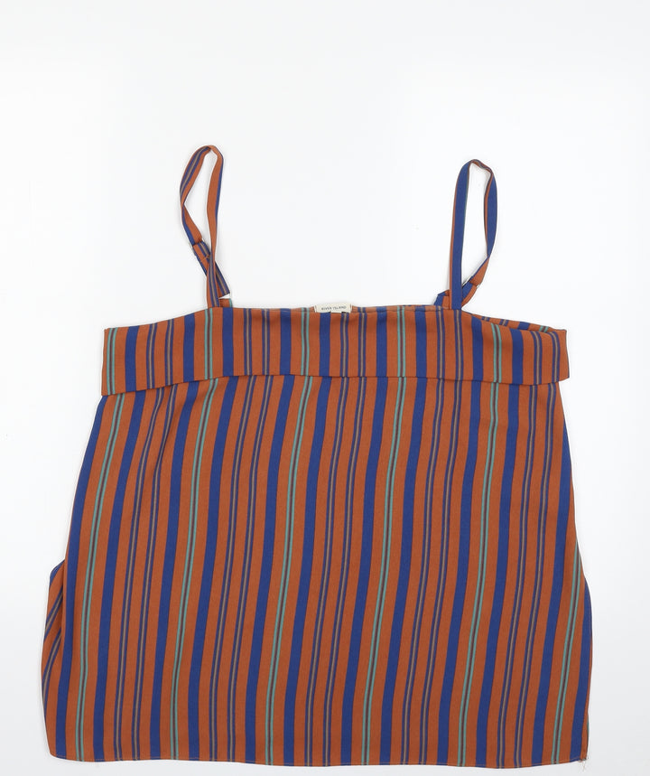 River Island Womens Multicoloured Striped Polyester Basic Blouse Size 14 Off the Shoulder