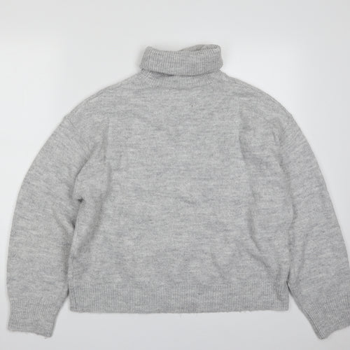 New Look Womens Grey Roll Neck  Polyester Pullover Jumper Size M