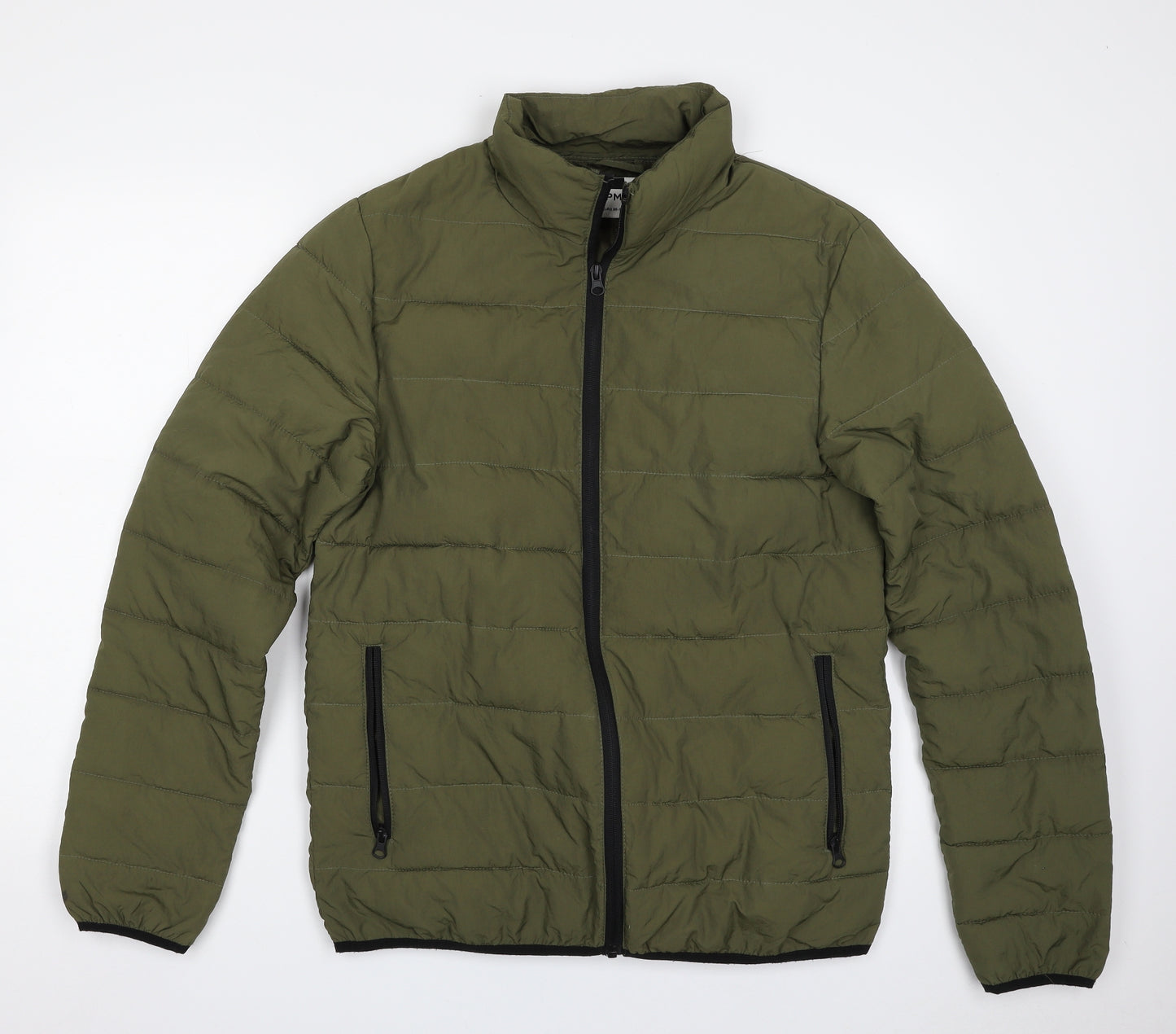 Topman Mens Green   Quilted Jacket Size M  Zip