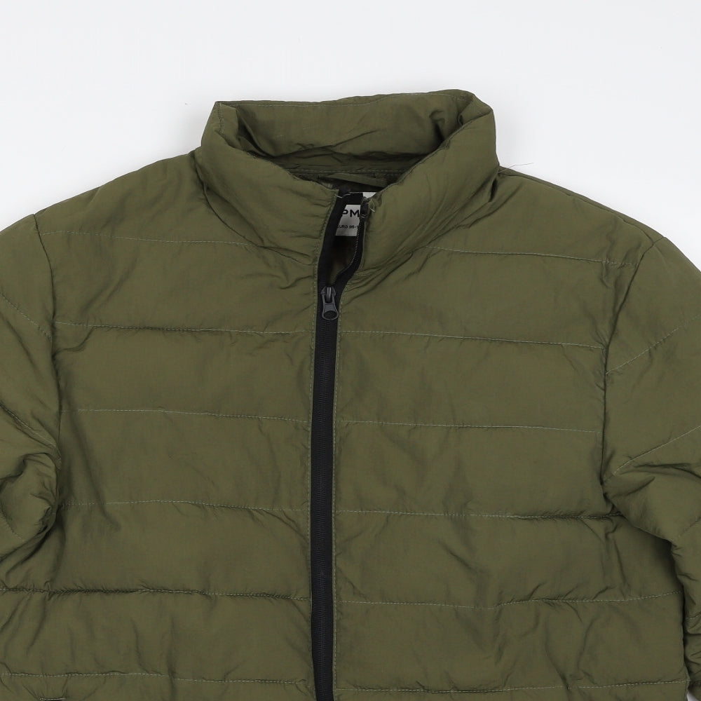 Topman Mens Green   Quilted Jacket Size M  Zip