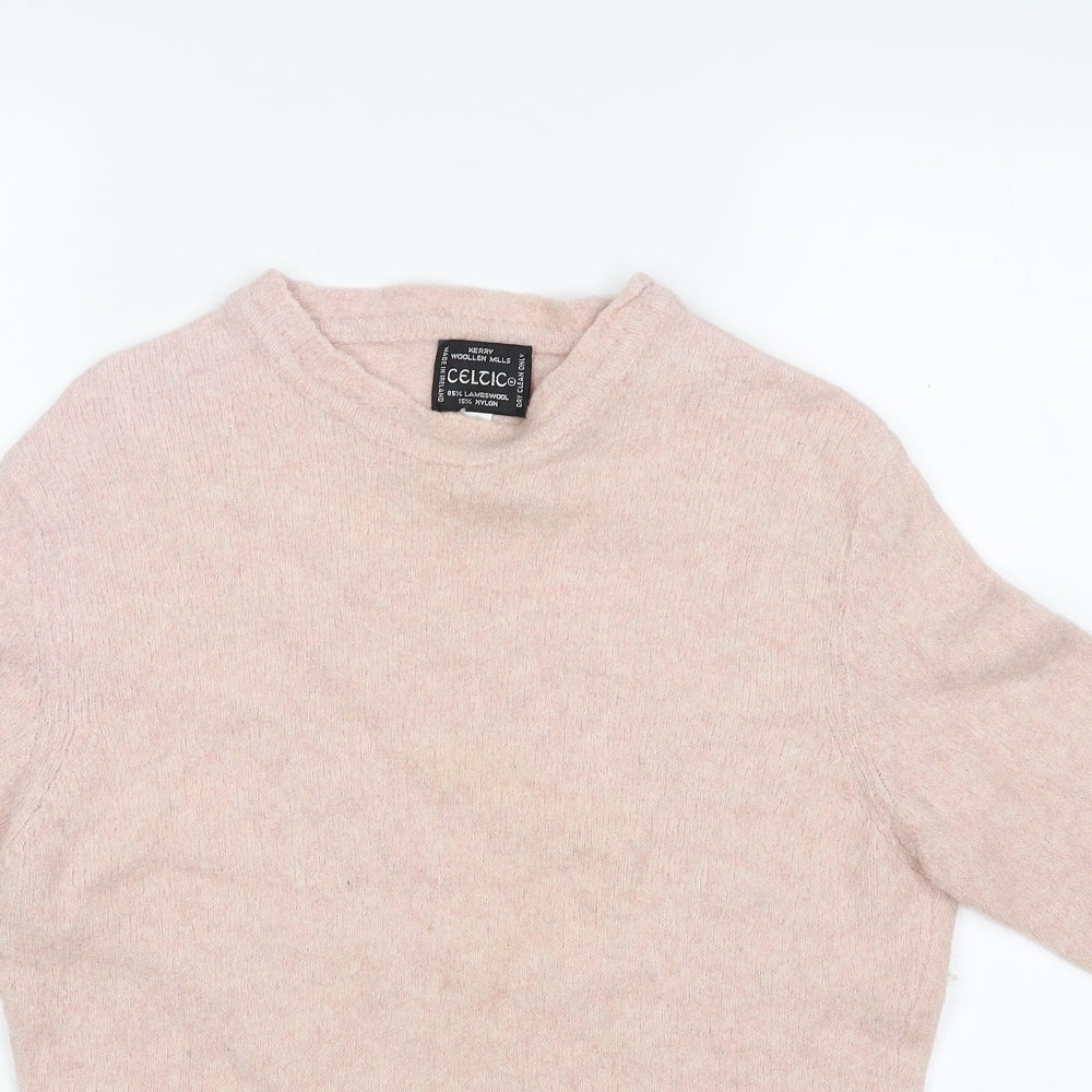 Celtic Womens Pink Crew Neck  Wool Pullover Jumper Size L