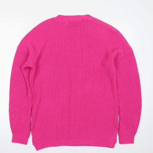 VERO MODA Womens Pink Scoop Neck  Acrylic Pullover Jumper Size S