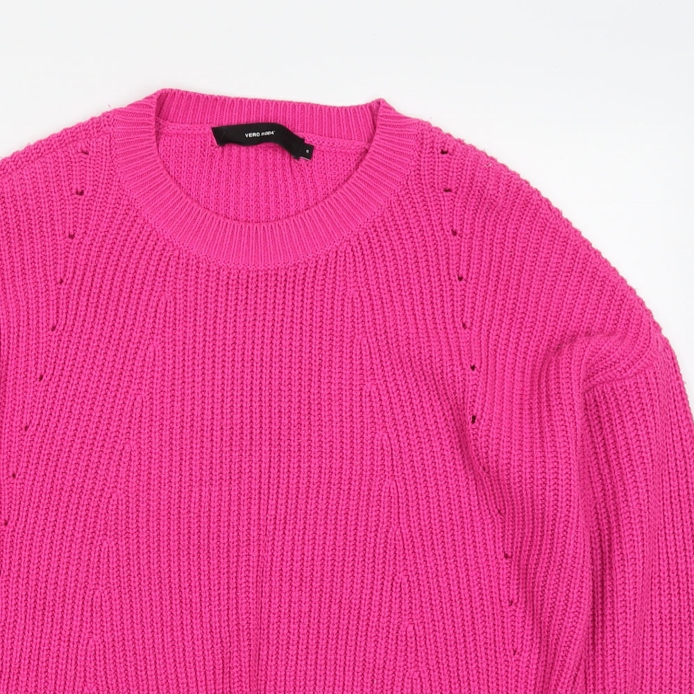 VERO MODA Womens Pink Scoop Neck  Acrylic Pullover Jumper Size S