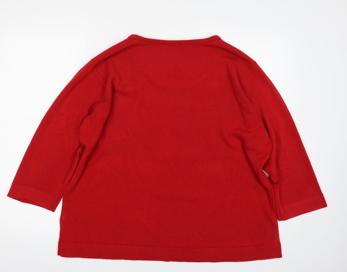 Bonmarché Womens Red Scoop Neck  Acrylic Pullover Jumper Size XL