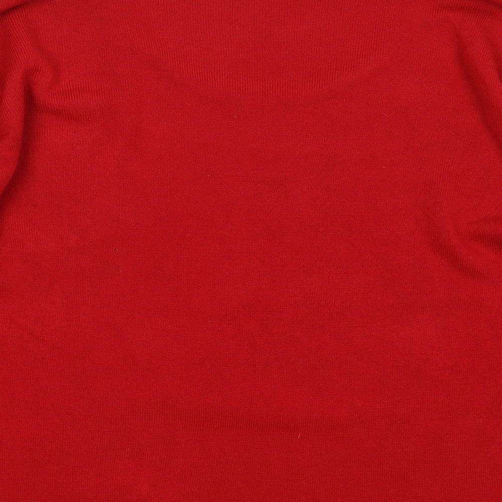 Bonmarché Womens Red Scoop Neck  Acrylic Pullover Jumper Size XL