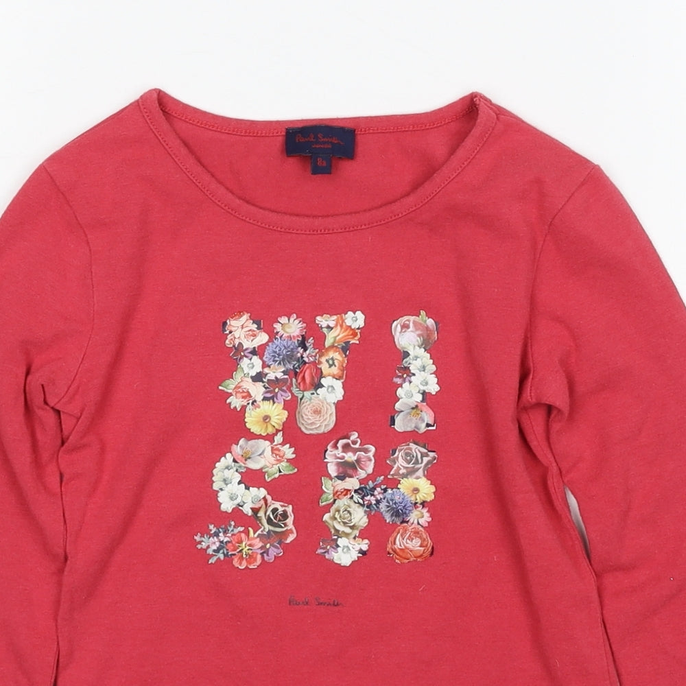 Paul Smith Girls Pink  Modal Pullover T-Shirt Size 8 Years Crew Neck Pullover - WISH