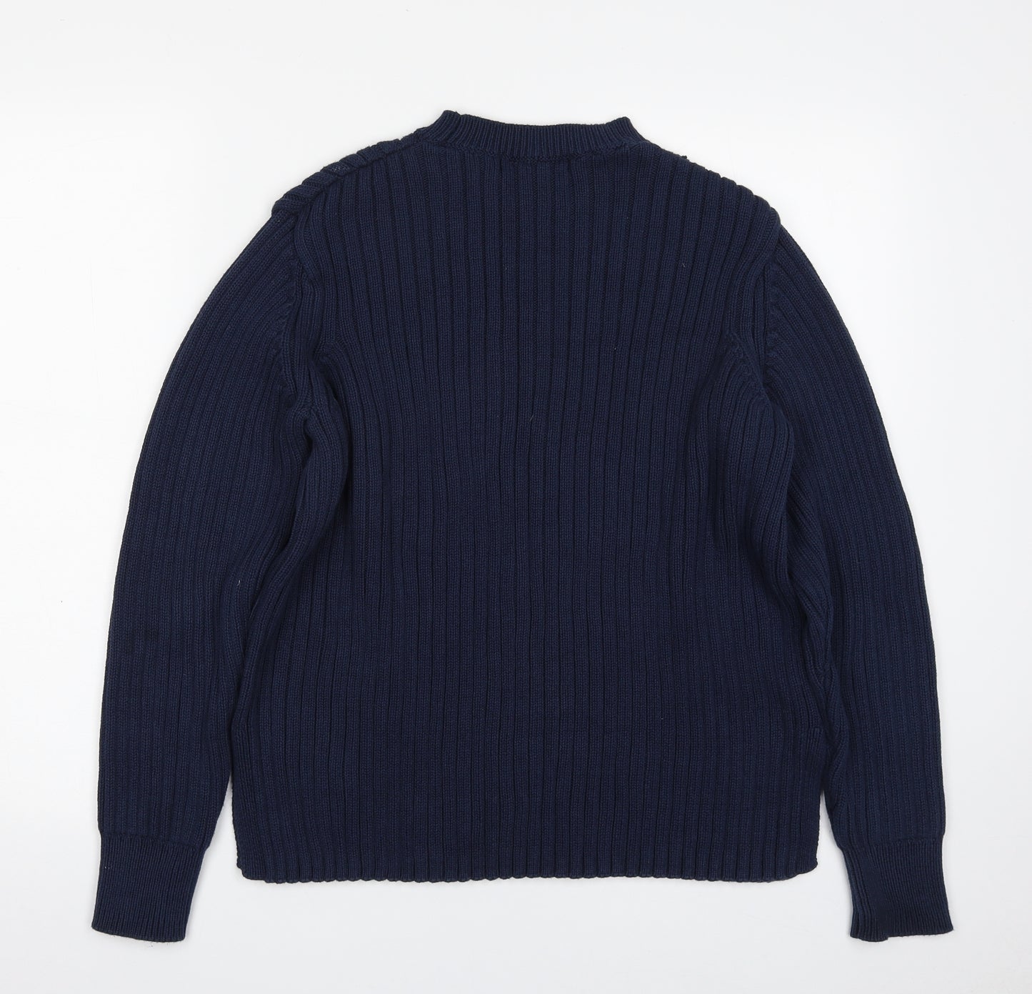 Marks and Spencer Womens Blue Crew Neck  100% Cotton Pullover Jumper Size 14