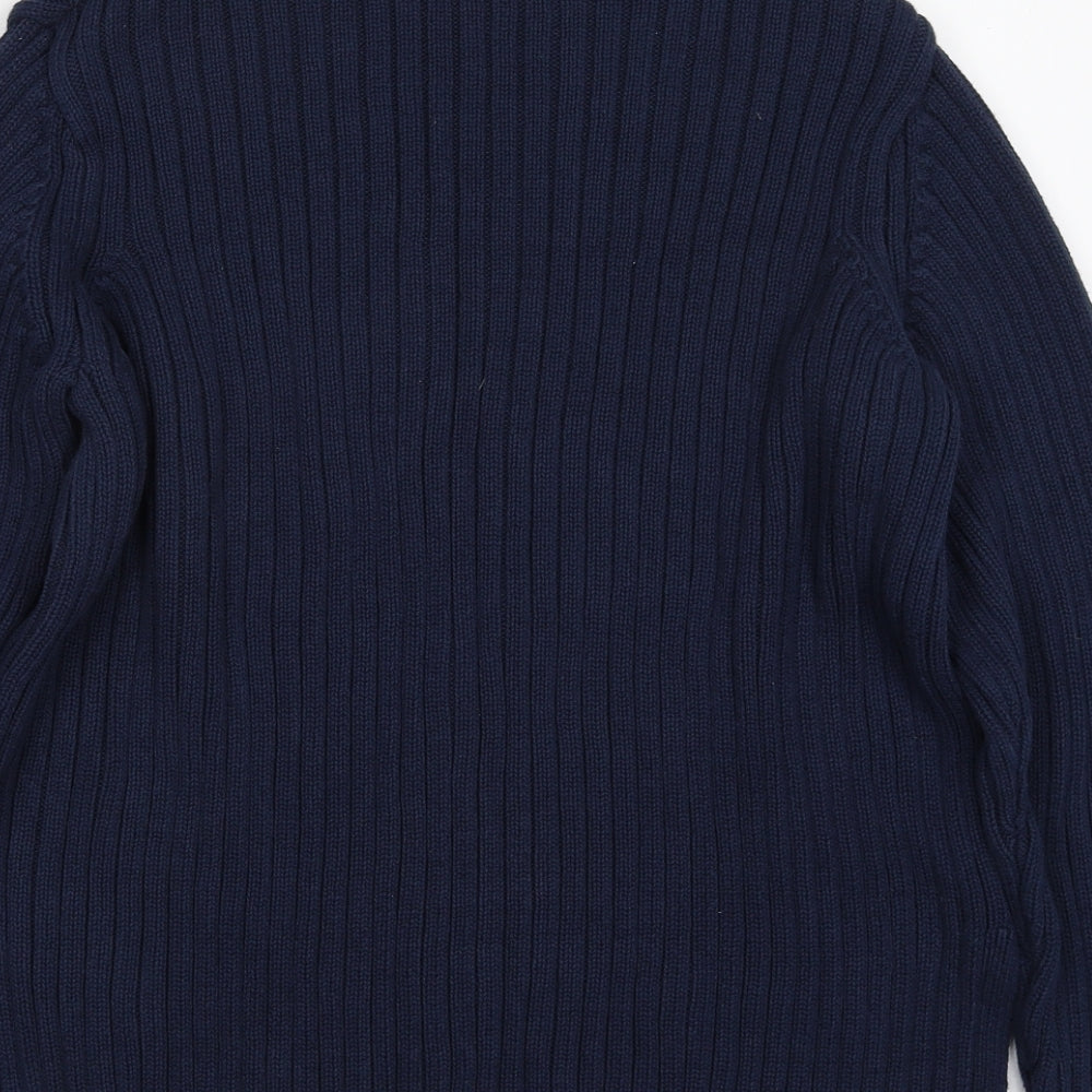 Marks and Spencer Womens Blue Crew Neck  100% Cotton Pullover Jumper Size 14