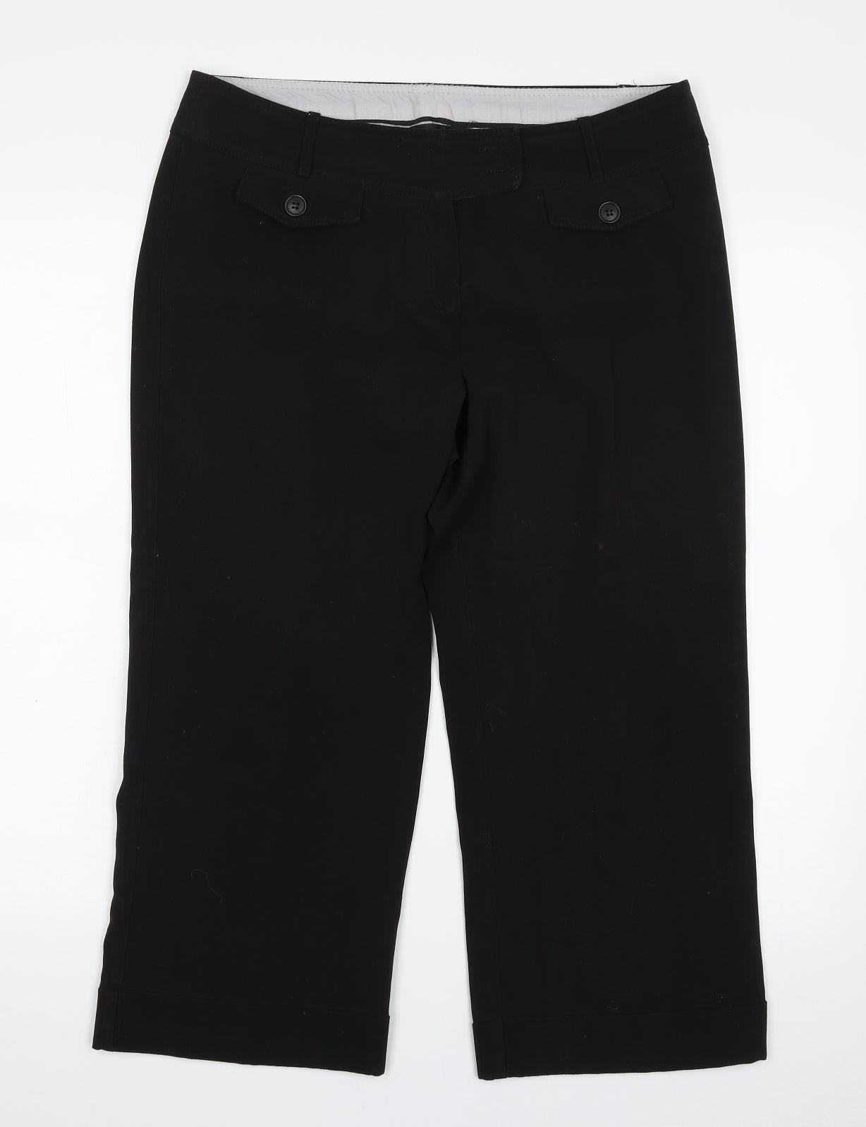 New Look Womens Black  Polyester Cropped Trousers Size 12 L22 in Regular Zip
