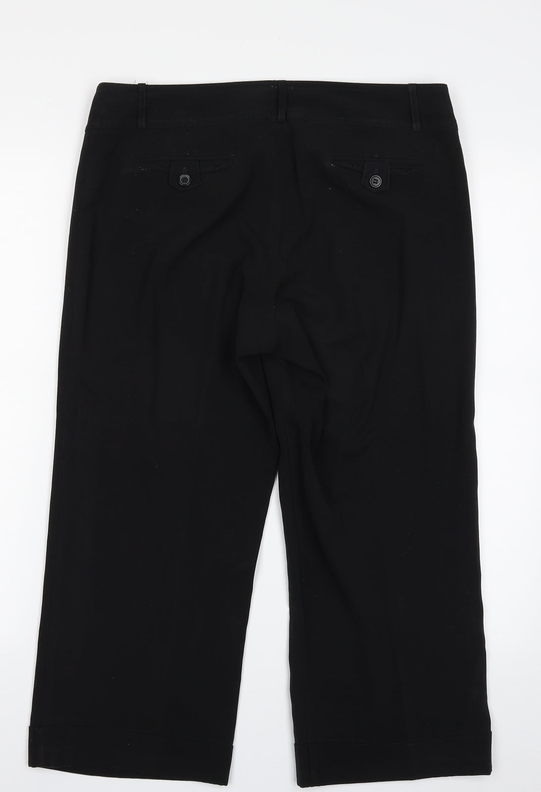 New Look Womens Black  Polyester Cropped Trousers Size 12 L22 in Regular Zip